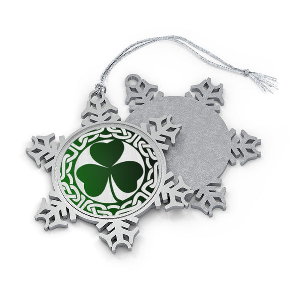Shamrock Pewter Snowflake Ornament