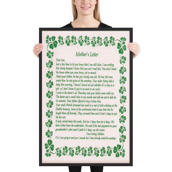 ☘️ Irish Mother's Letter Framed Poster ☘️