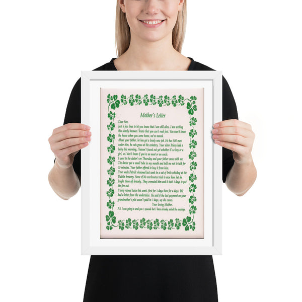 ☘️ Irish Mother's Letter Framed Poster ☘️