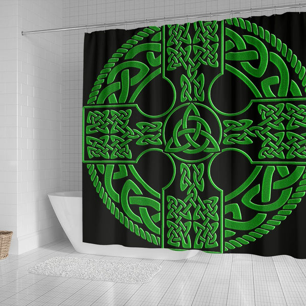 Irish Celtic Cross Shield Shower Curtain
