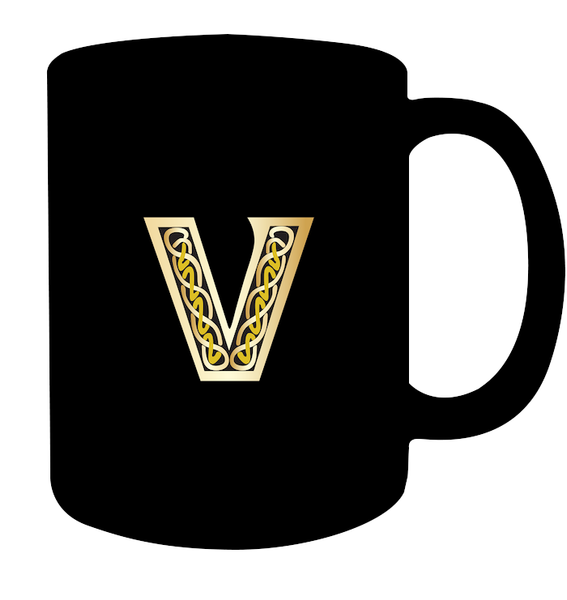 Irish Celtic Initial Mug - Initial V