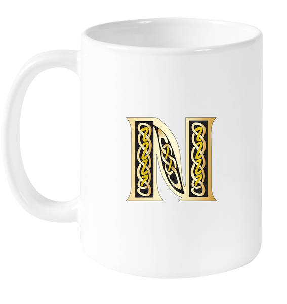 Irish Celtic Initial Mug - Initial N