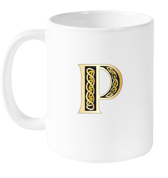 Irish Celtic Initial Mug - Initial P
