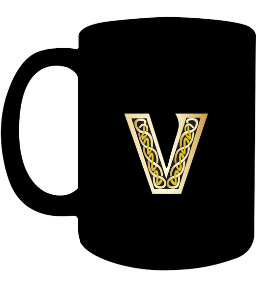 Irish Celtic Initial Mug - Initial V