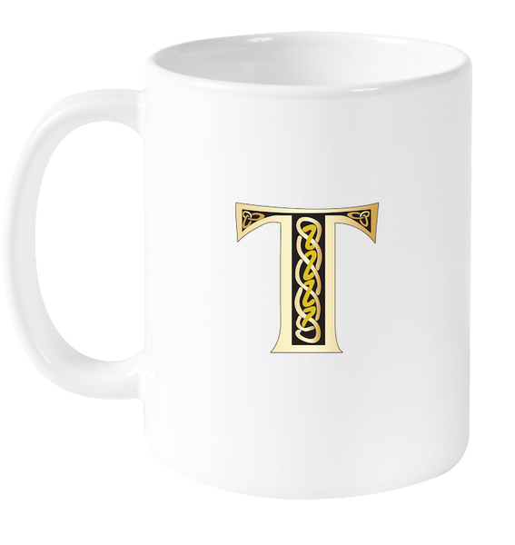 Irish Celtic Initial Mug - Initial T
