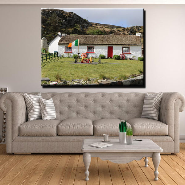 Irish Traditional Thatched Cottage Canvas Print Wall Art