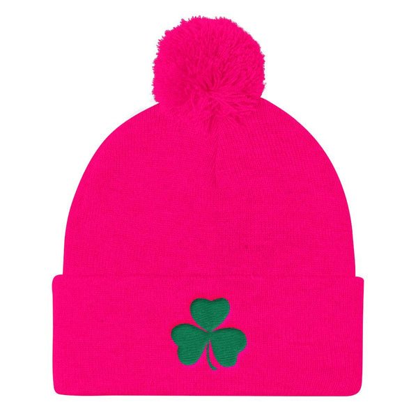 Irish Shamrock Pom Pom Knit Hat