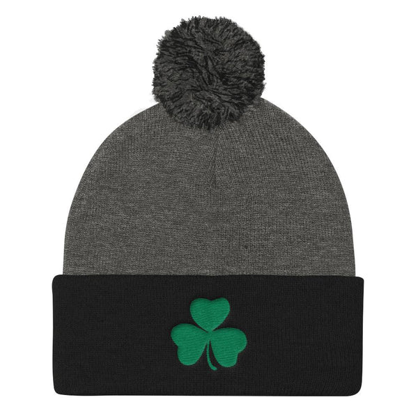 Irish Shamrock Pom Pom Knit Hat