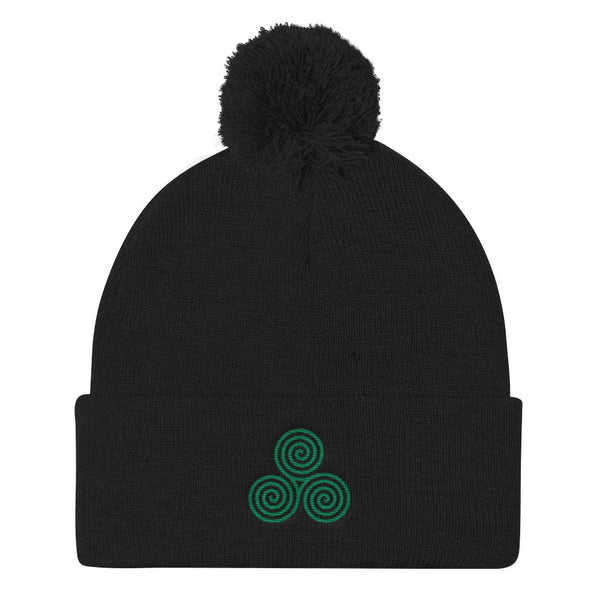 Irish Triskele Pom Pom Knit Hat
