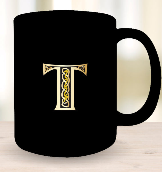 Irish Celtic Initial Mug - Initial T