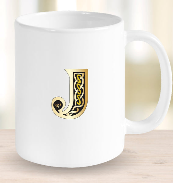 Irish Celtic Initial Mug - Initial J