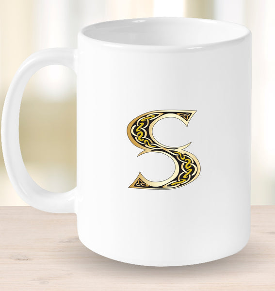 Irish Celtic Initial Mug - Initial S
