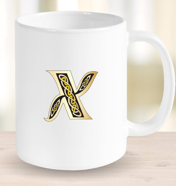 Irish Celtic Initial Mug - Initial X