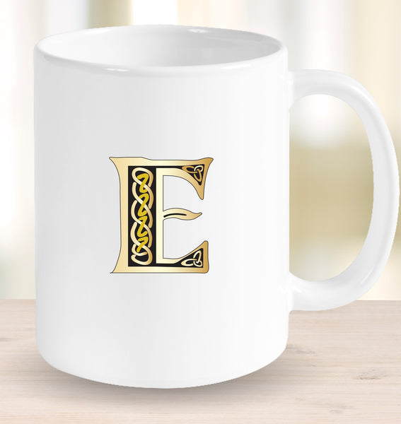 Irish Celtic Initial Mug - Initial E