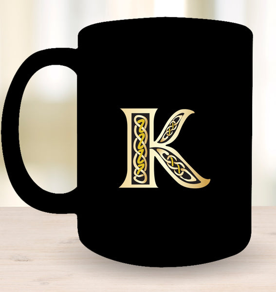 Irish Celtic Initial Mug - Initial K
